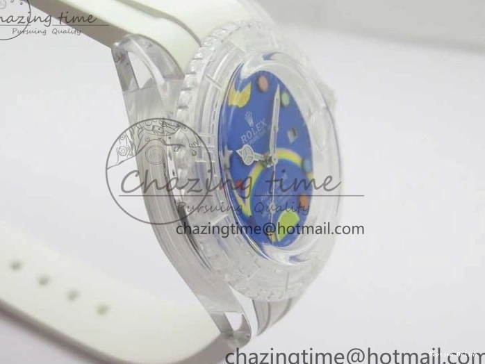 1219 Submariner Phantomlab Transparent KZF Best Edition Blue Fruit Dial on White Rubber Strap VR Classic 2563